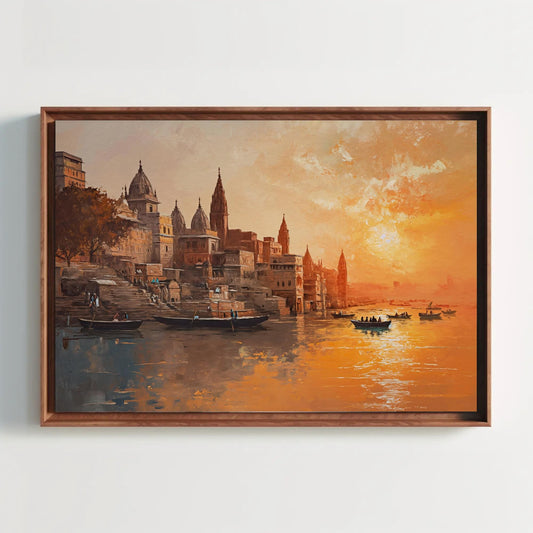 Varanasi Sunset Canvas Print, Ganges River India Wall Art - Antarmada