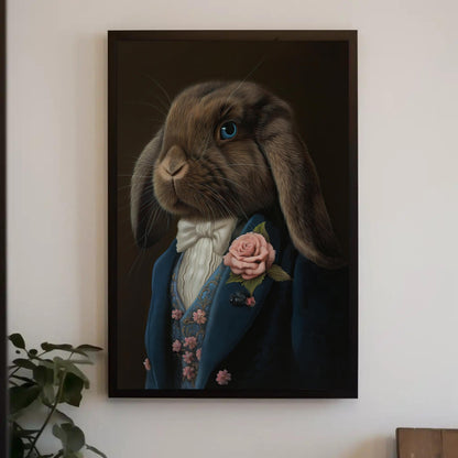 Victorian Bunny Canvas Print – Framed Rabbit Art with Blue-Eyed Holland Lop on Museum-Grade Canvas - Antarmada