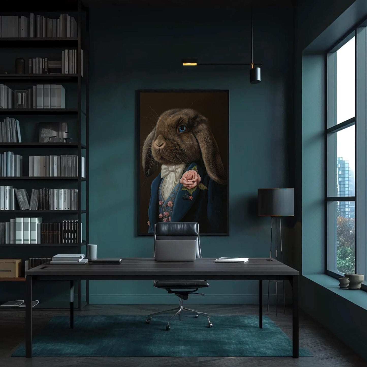 Victorian Bunny Canvas Print – Framed Rabbit Art with Blue-Eyed Holland Lop on Museum-Grade Canvas - Antarmada
