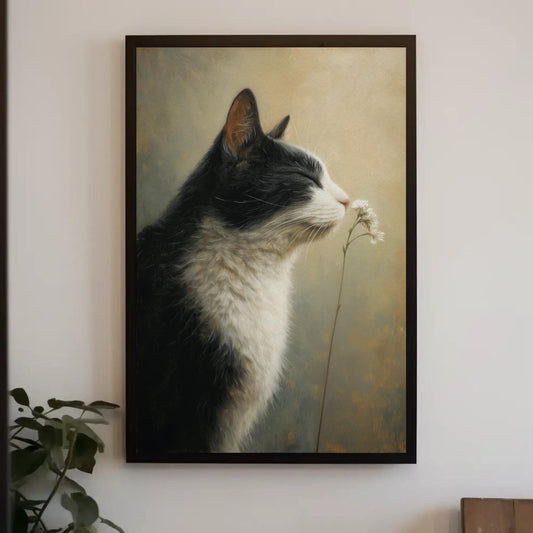 Vintage Tuxedo Cat Print – Classic Cat Portrait | Moody Vintage Decor Wall Art - Antarmada