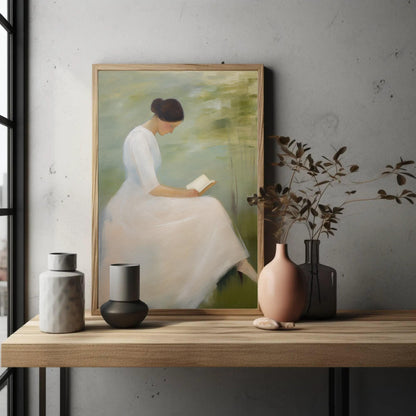 Woman Reading Art Print - Minimalist Impressionist Canvas Wall Decor | Gallery Wrap - Antarmada