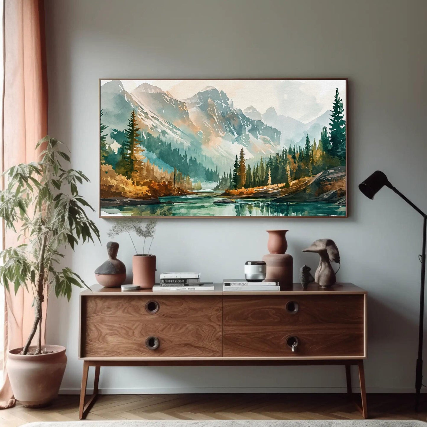Yellowstone Canvas Print - Framed Wall Art | Wyoming Landscape Panoramic Nature Print - Antarmada